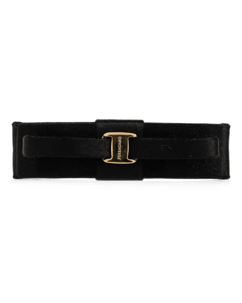 Ferragamo logo-plaque satin hair clip - Schwarz Schwarz