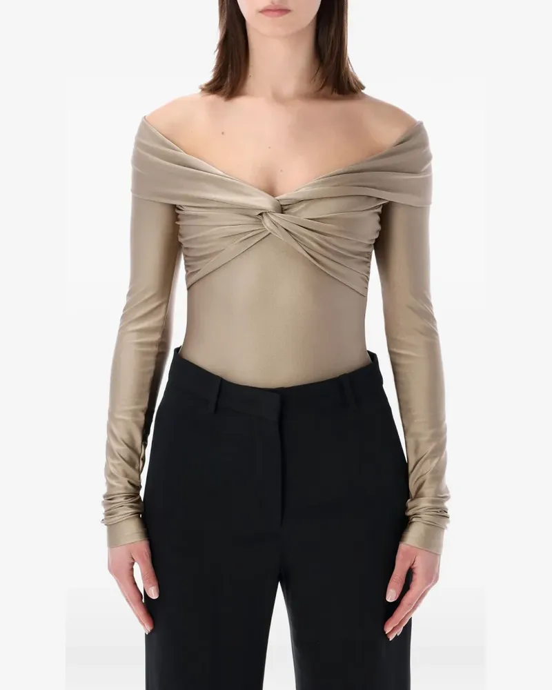 ANDAMANE long-sleeves knot bodysuit - Nude Nude