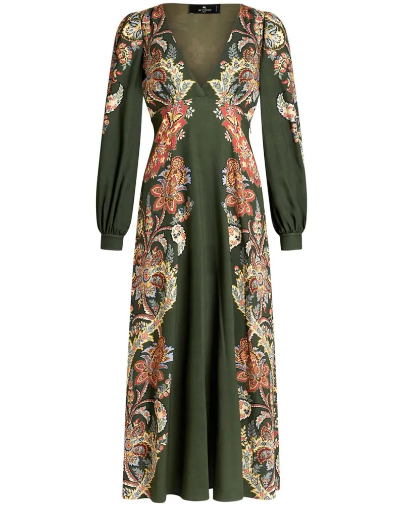 Etro Kleid mit Blumen-Print - Grün Grün