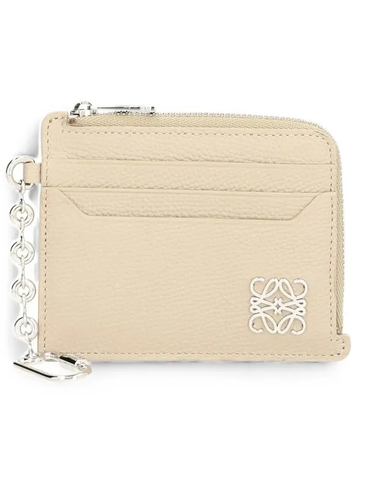 Loewe Anagram square coin cardholder in pebble grained calfskin - Nude Nude