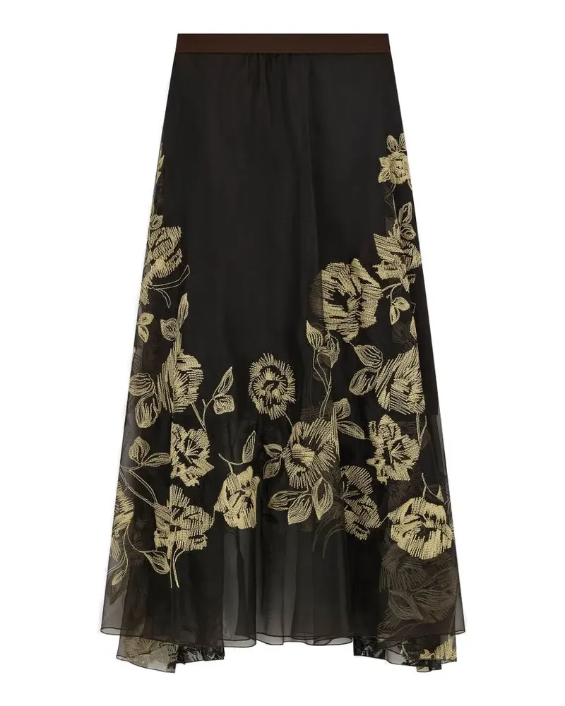 Liviana Conti Angel floral-embroidered skirt - Braun Braun