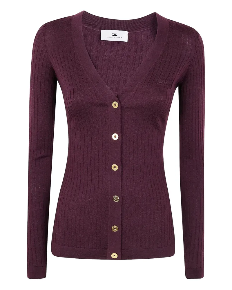 Elisabetta Franchi ribbed gold-button cardigan - Rot Rot