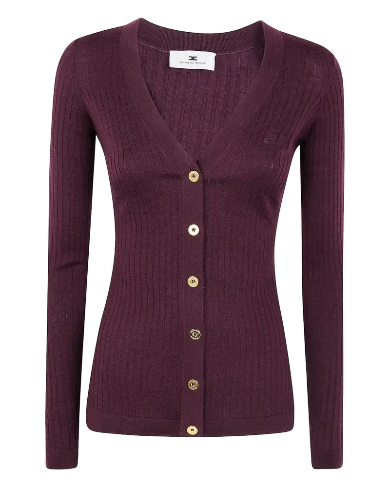 Elisabetta Franchi Gerippter Cardigan mit goldenen Knöpfen - Rot Rot
