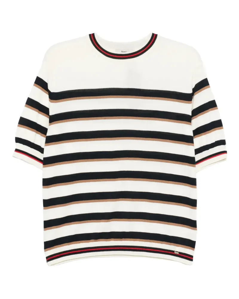 Herno Gestreiftes T-Shirt - Weiß Weiß