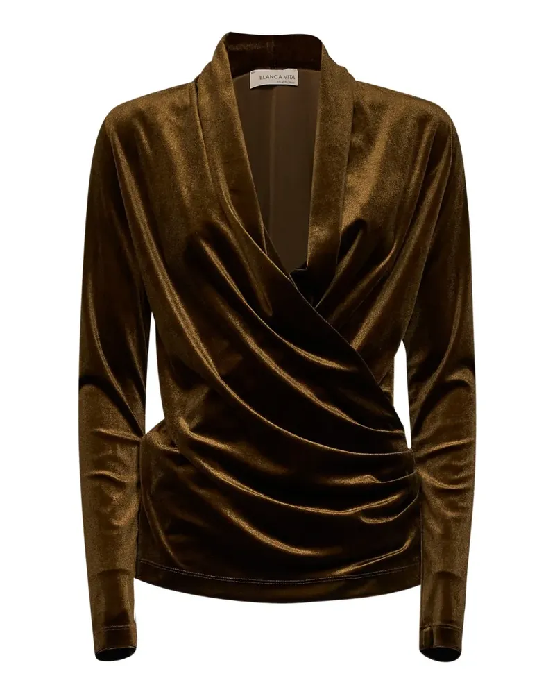 Blanca draped wrap-front top - Braun Braun