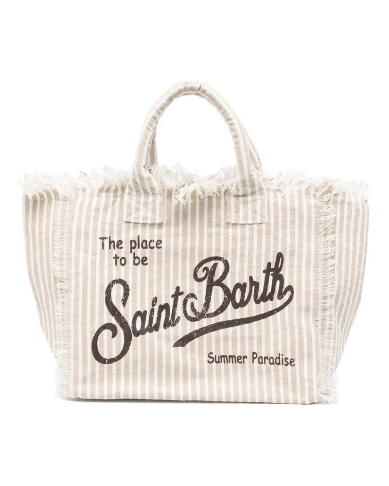 MC2 Saint Barth Vanity striped fringed tote bag - Nude Nude