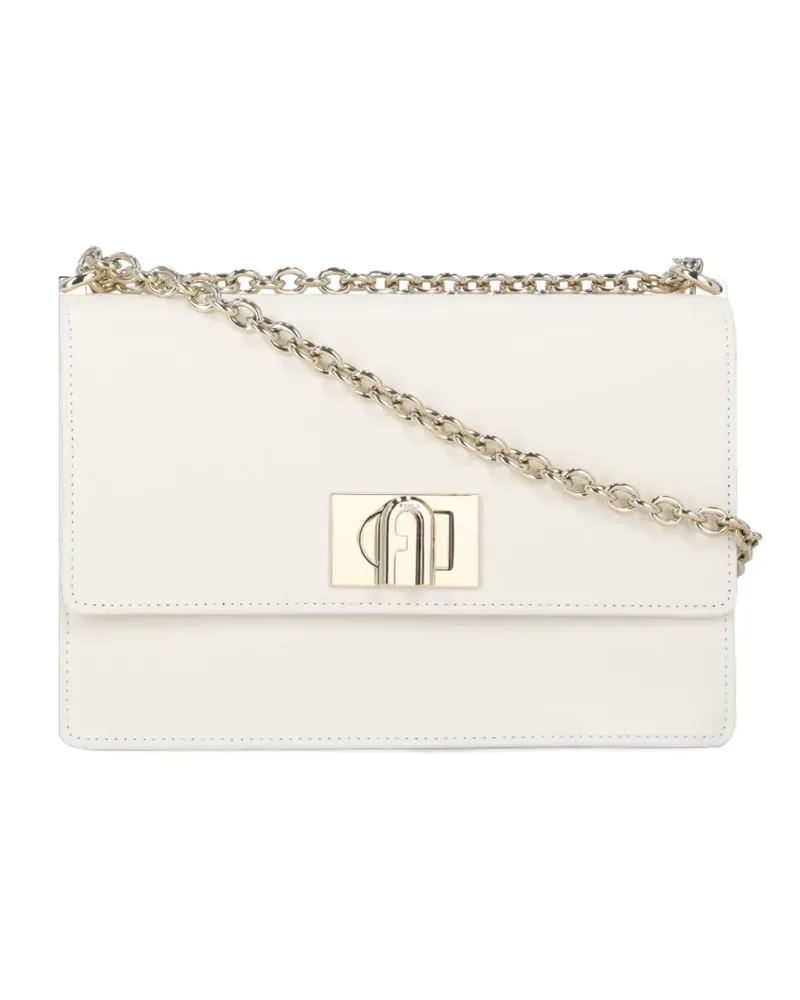 Furla Schultertasche mit Metallkette - Weiß Weiß