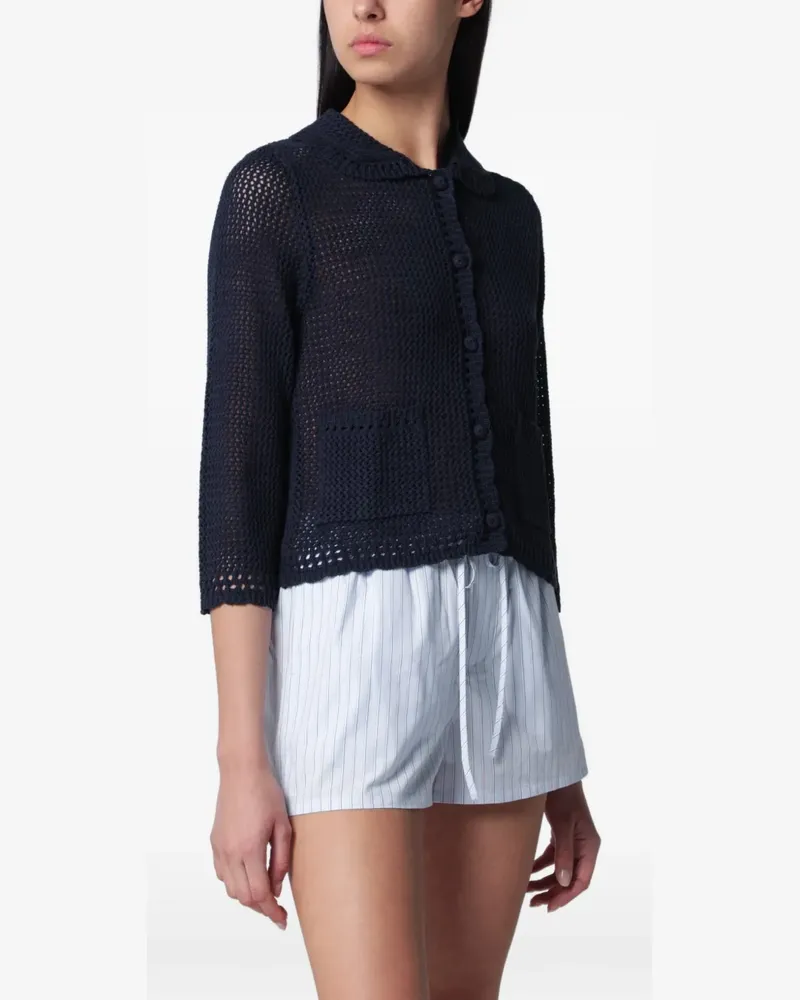 Dunst collared crochet-knit cardigan - Blau Blau