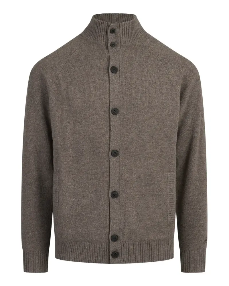 MC2 Saint Barth beige Galway lambswool cardigan with high collar - Braun Braun