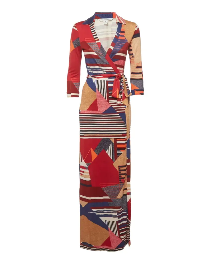 Diane von Furstenberg Abigail geometric-pattern wrap maxi dress - Nude Nude
