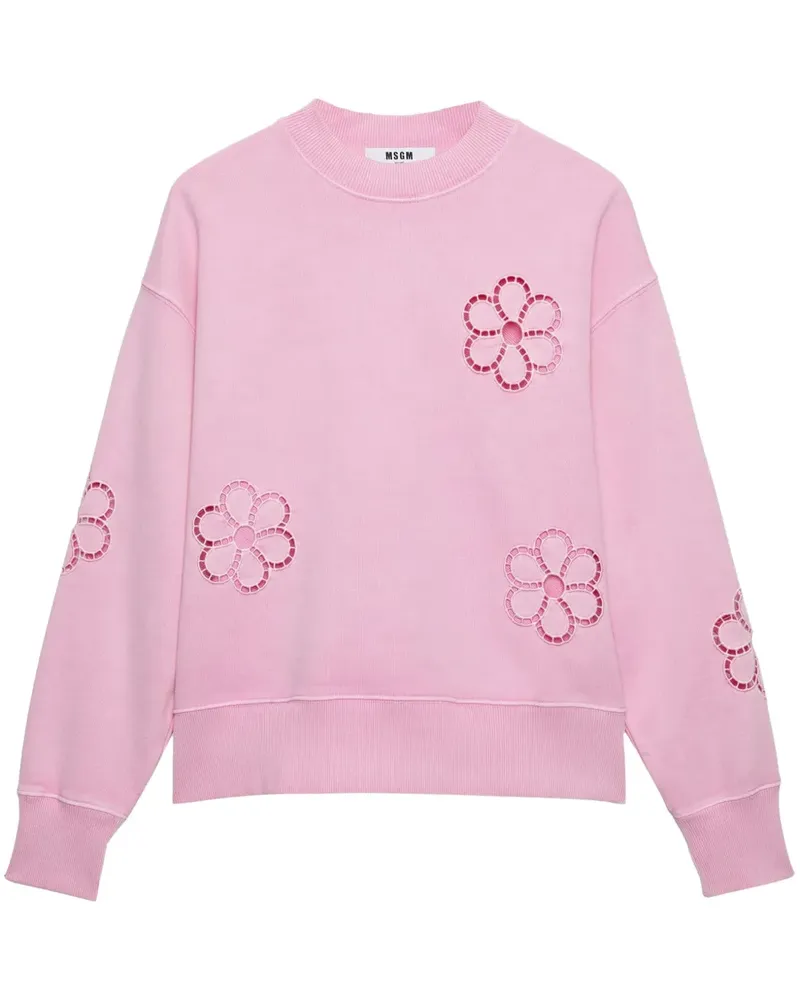MSGM Sweatshirt mit Blumenstickerei - Rosa Rosa