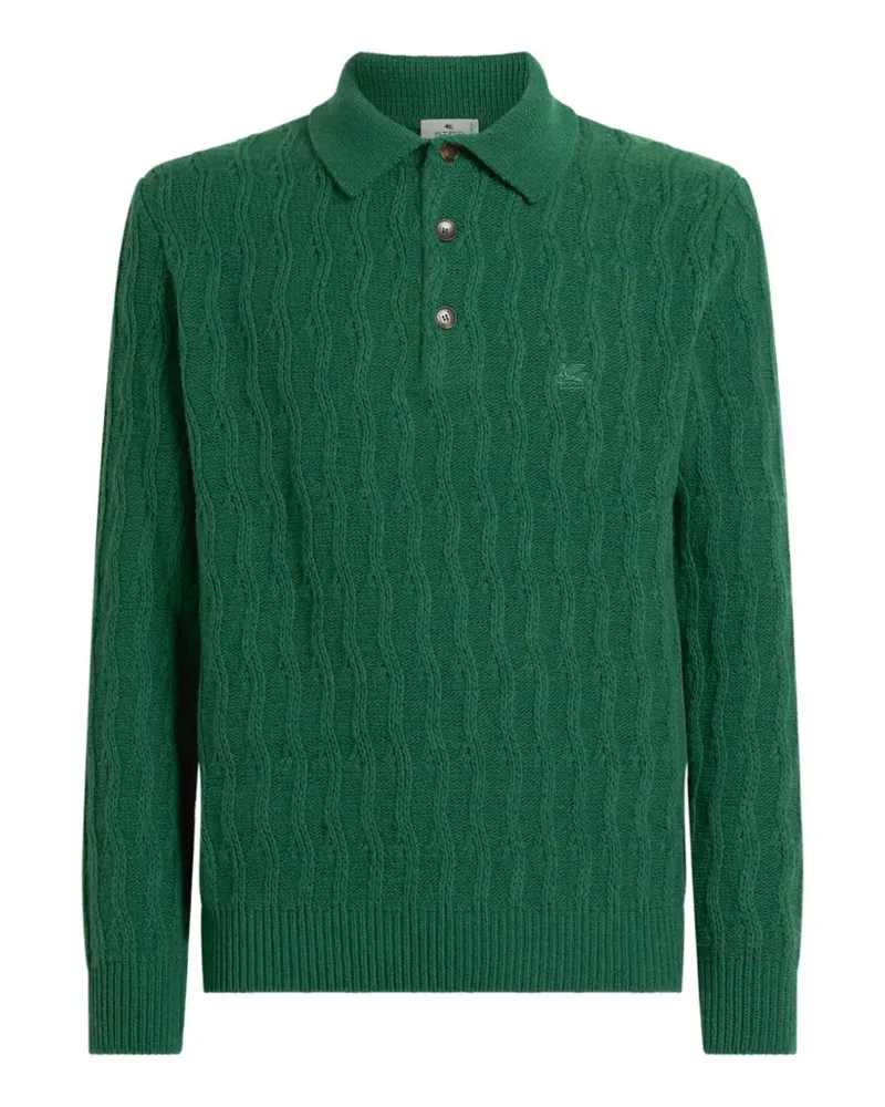 Etro polo-style sweater in cashmere with wavy-motif - Grün Grün