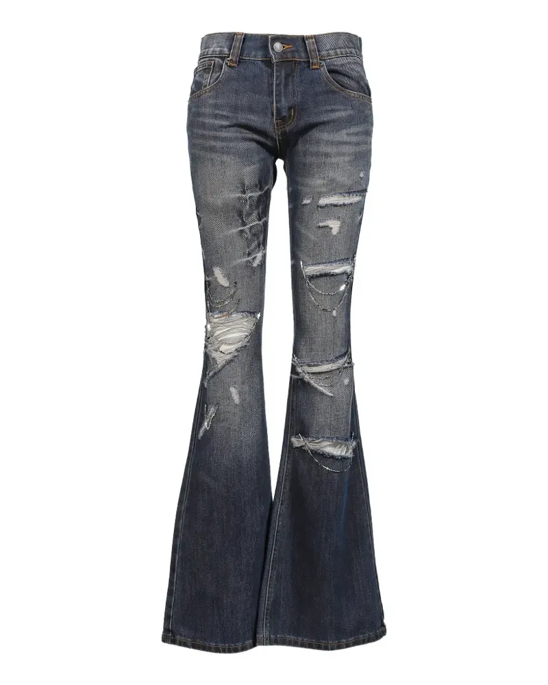 Jaded London Jeans im Distressed-Look mit Kette - Blau Blau