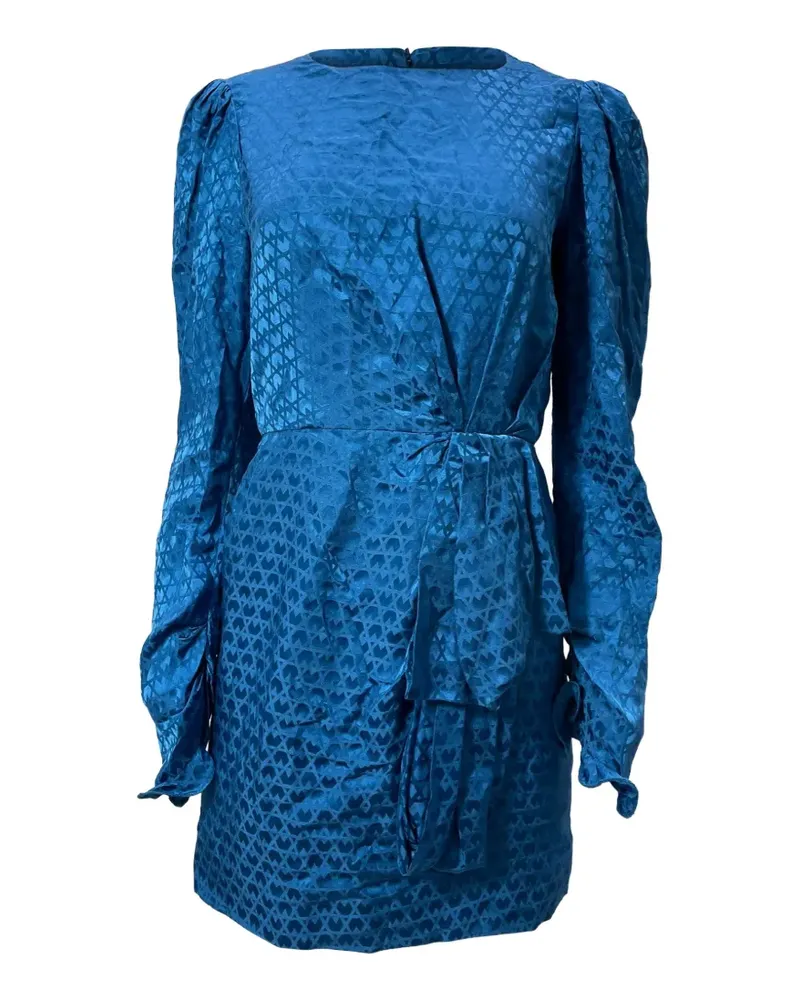 Saloni Gemustertes Debbie Minikleid mit Schleife - Blau Blau