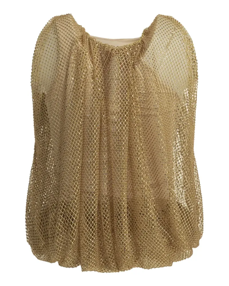 SPORTMAX crystal-embellished mesh top - Braun Braun