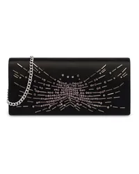 Alberta Ferretti Clutch aus Satin mit Kristallen Schwarz