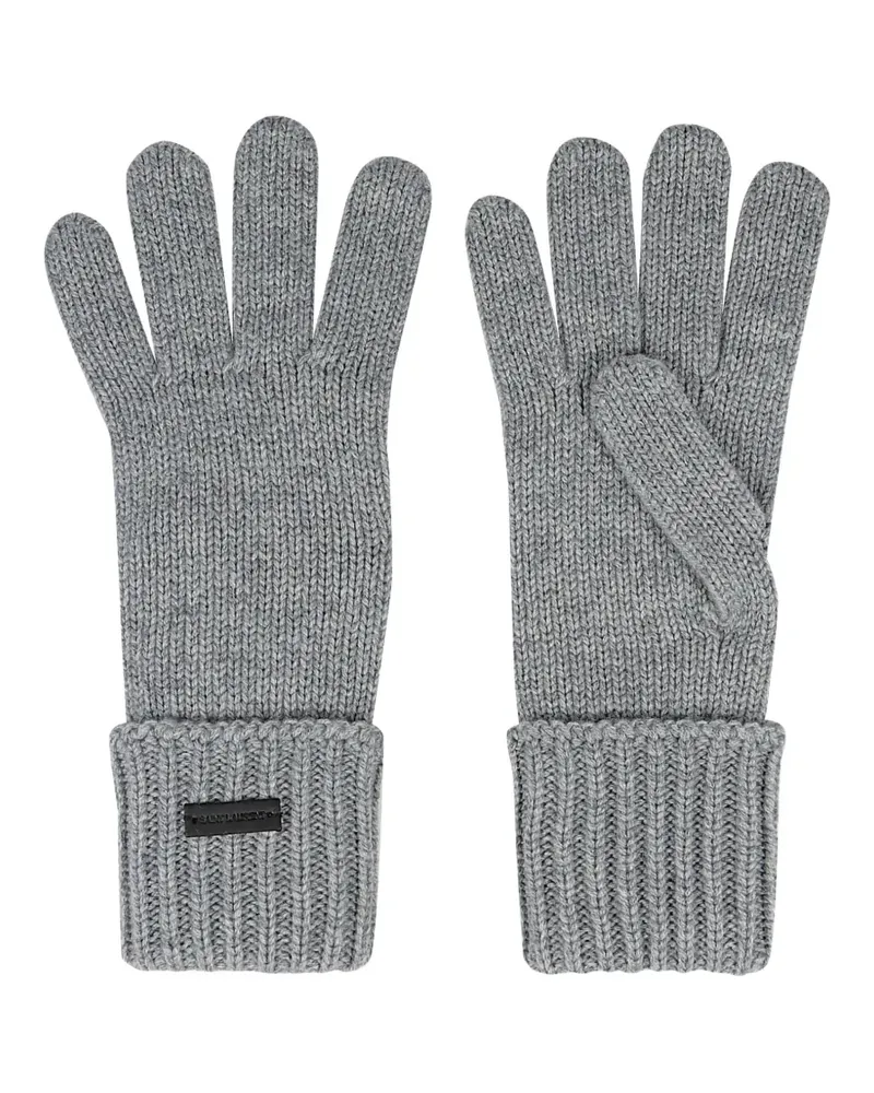 Yves Saint Laurent ribbed logo-patch gloves - Grau Grau