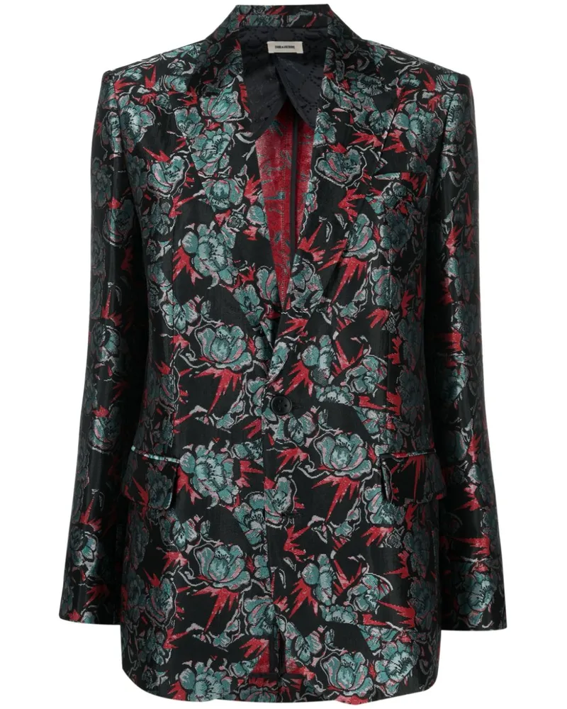 Zadig & Voltaire Geblümter Jacquard-Blazer - Schwarz Schwarz