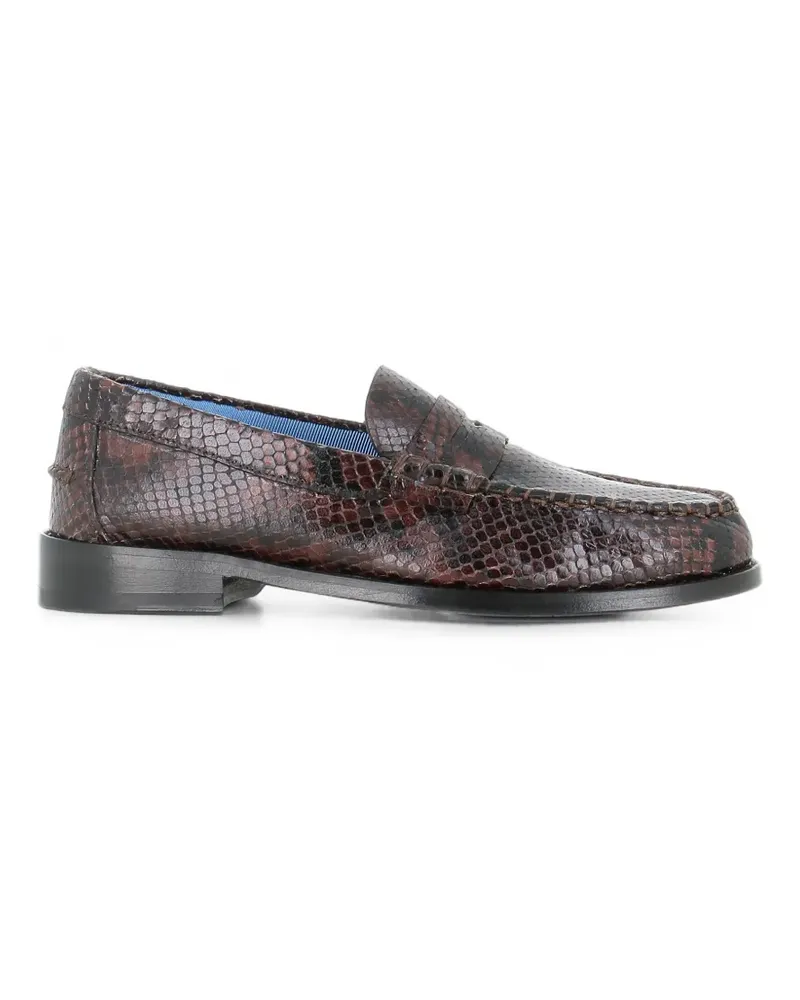 Paul Smith brown snake-effect 'Laida' penny loafers - Braun Braun