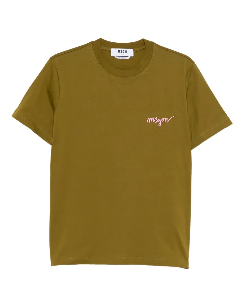 MSGM T-Shirt mit Logo-Stickerei - Grün Grün