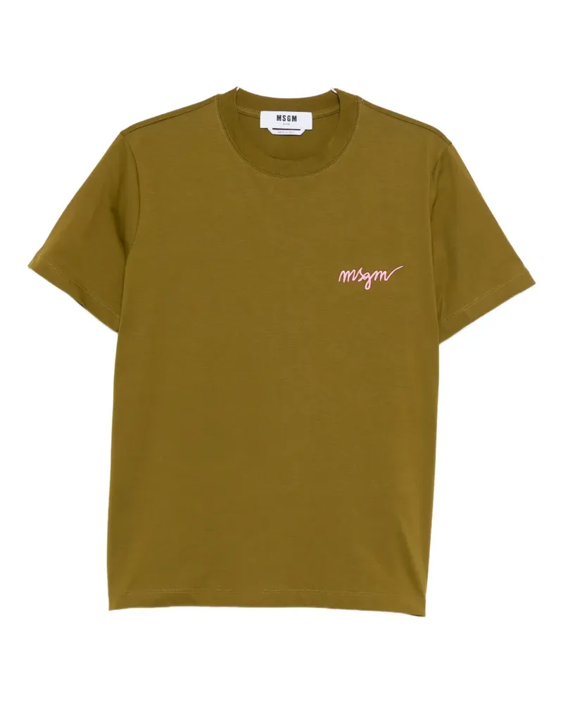 MSGM logo-embroidered T-shirt - Grün Grün