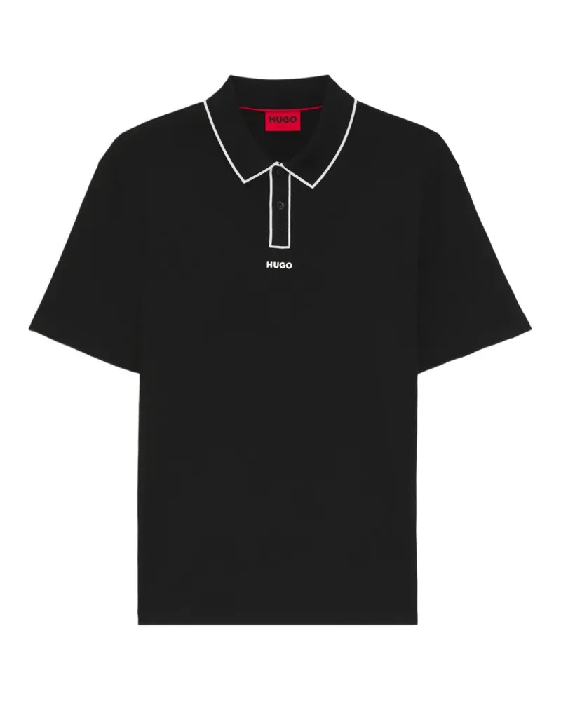 HUGO BOSS Dalumo Poloshirt mit Kontrastdetails - Schwarz Schwarz