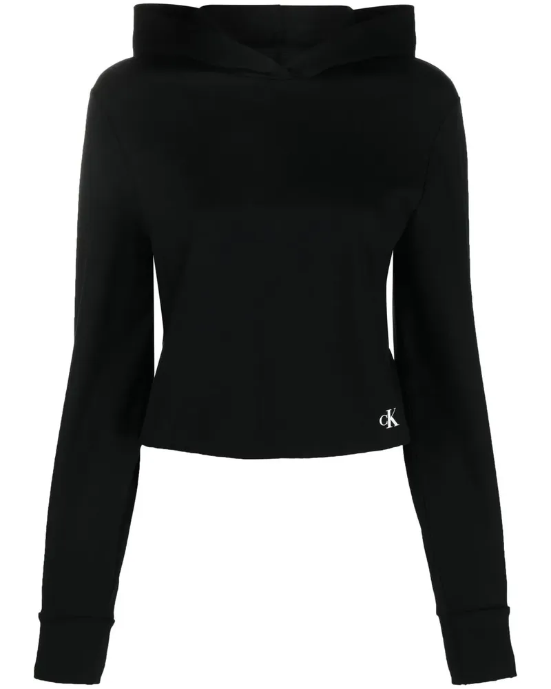 Calvin Klein Cropped-Hoodie mit Logo - Schwarz Schwarz