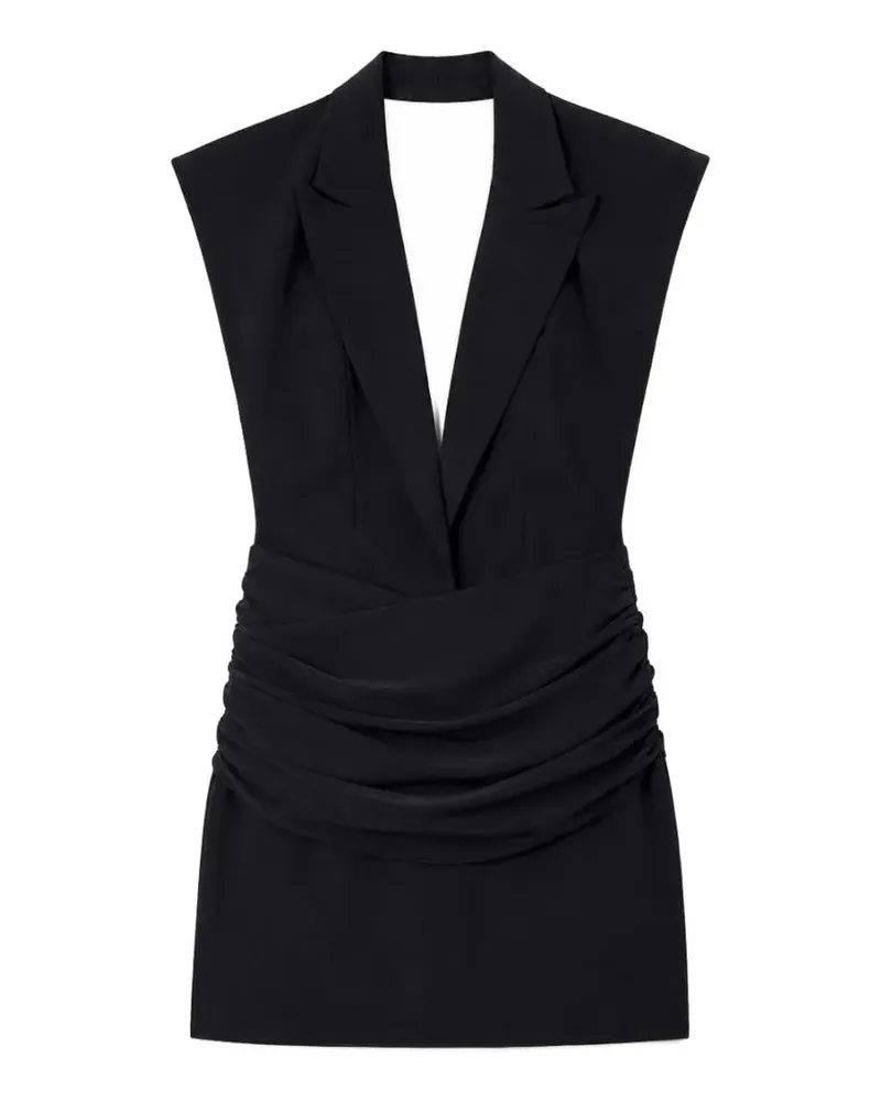 Amazuìn gathered peak-lapel mini dress - Schwarz Schwarz