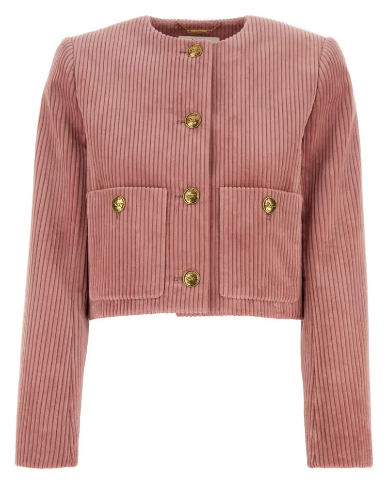 Chloé Cropped-Samtjacke - Rosa Rosa