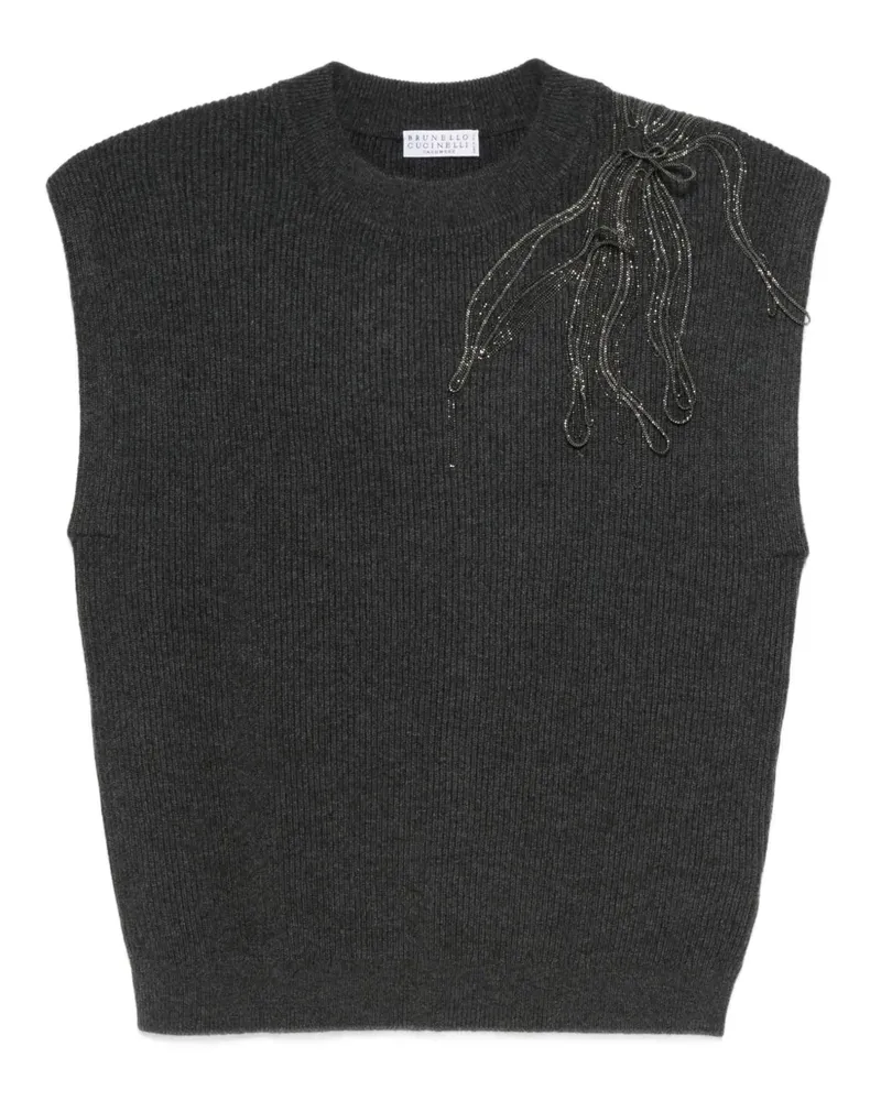 Brunello Cucinelli Verzierter Pullunder - Grau Grau