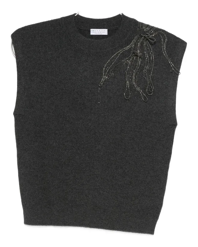 Brunello Cucinelli Verzierter Pullunder - Grau Grau