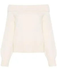 ALYSI Schulterfreier Pullover Weiß