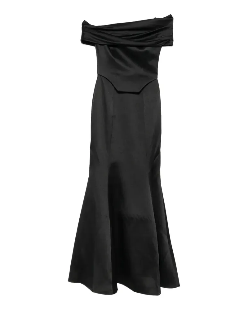 Solace London Schulterfreies Kleid mit Satin-Finish - Schwarz Schwarz
