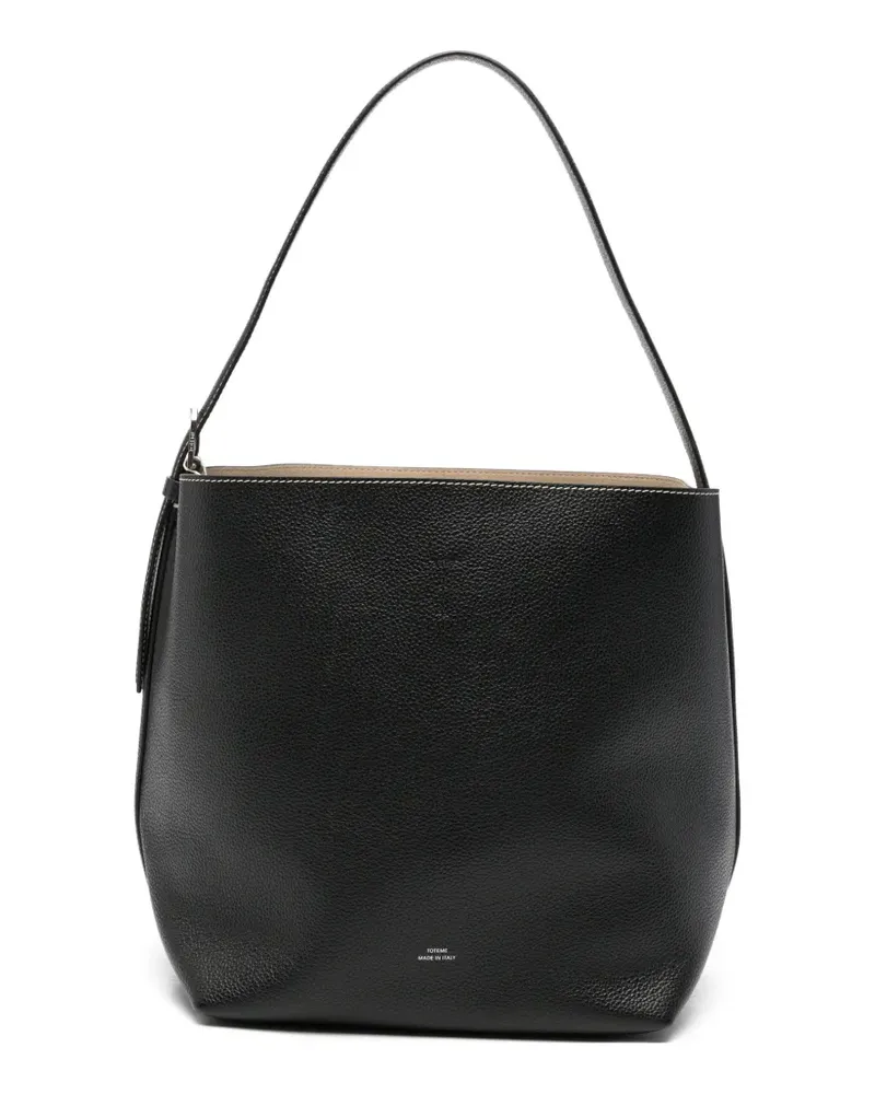 Totême Mittelgroße Tote Bag aus Leder - Schwarz Schwarz