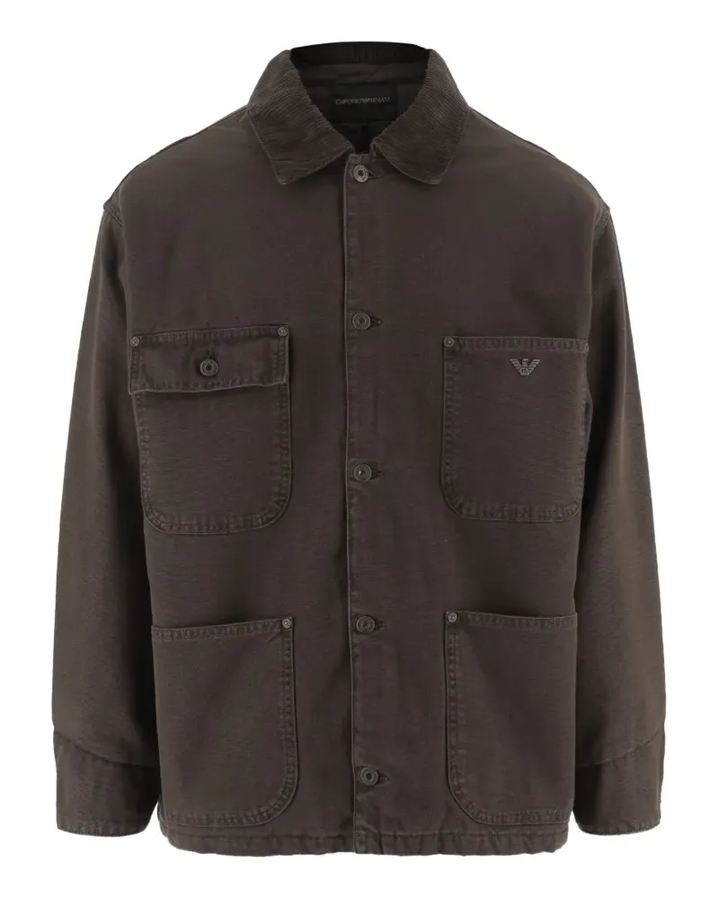 Emporio Armani Gerippte Jacke mit aufgesetzten Taschen - Braun Braun