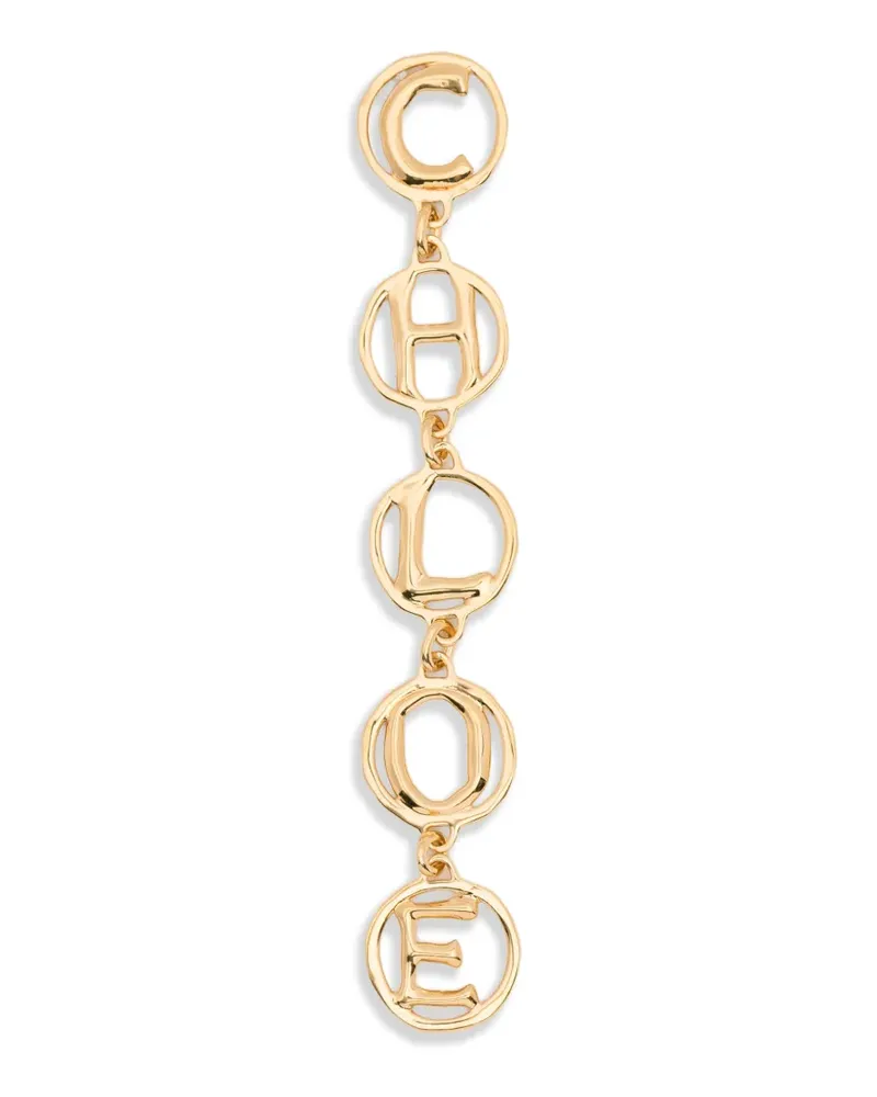 Chloé Script letter gold earrings Gold