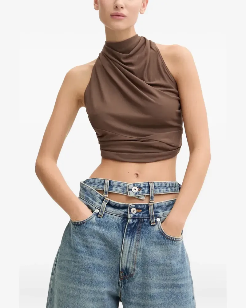 Rick Owens Lilies Drapiertes Neckholder-Top - Braun Braun