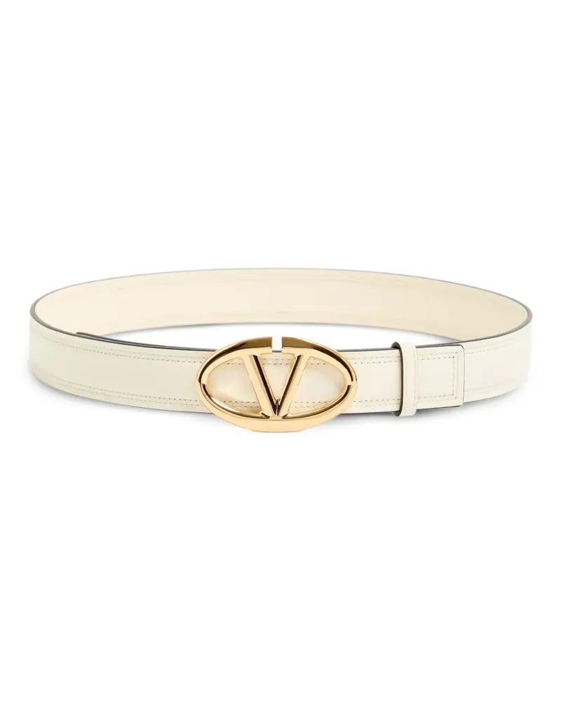 Valentino Garavani VLogo The Bold Edition Gürtel aus glänzendem Kalbsleder 30mm - Weiß Weiß