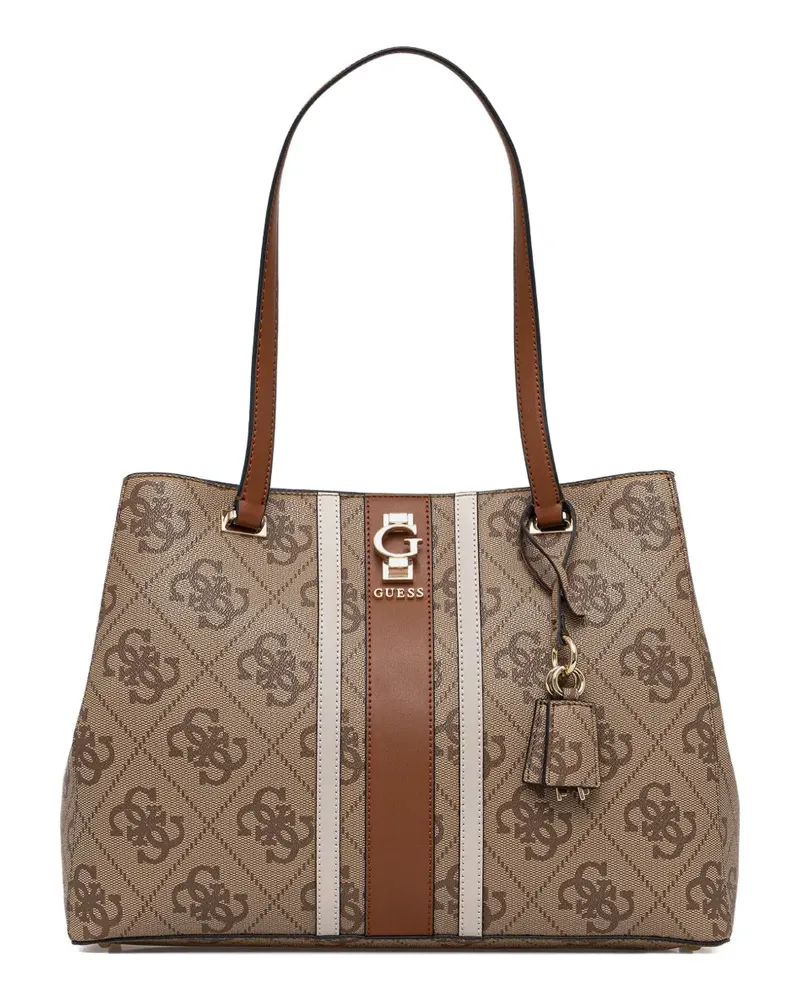 Guess Erenia Tote Bag mit Monogrammmuster - Nude Nude