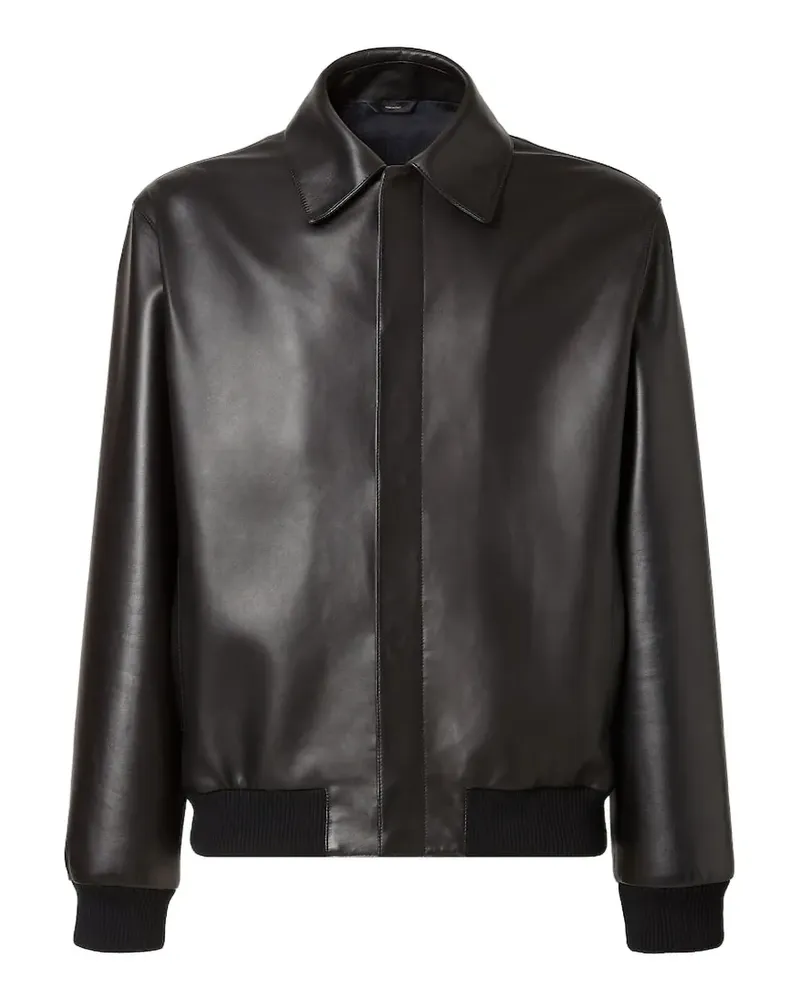 Fendi Jacke aus Schafsleder mit Schriftzug - Schwarz Schwarz