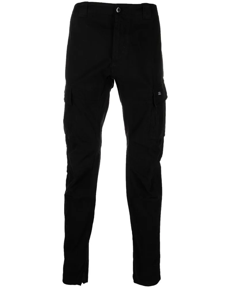 C.P. Company Tapered-Cargohose mit Logo-Patch - Schwarz Schwarz