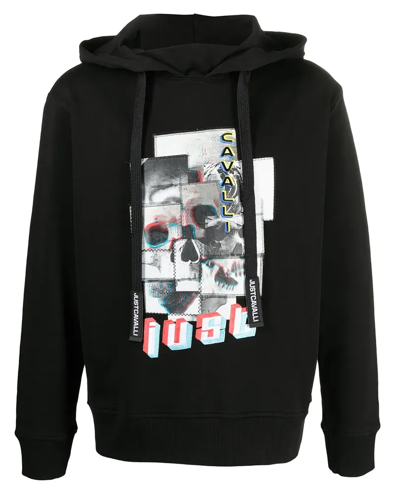 Just Cavalli Sweatshirt mit Planet-Print - Schwarz Schwarz