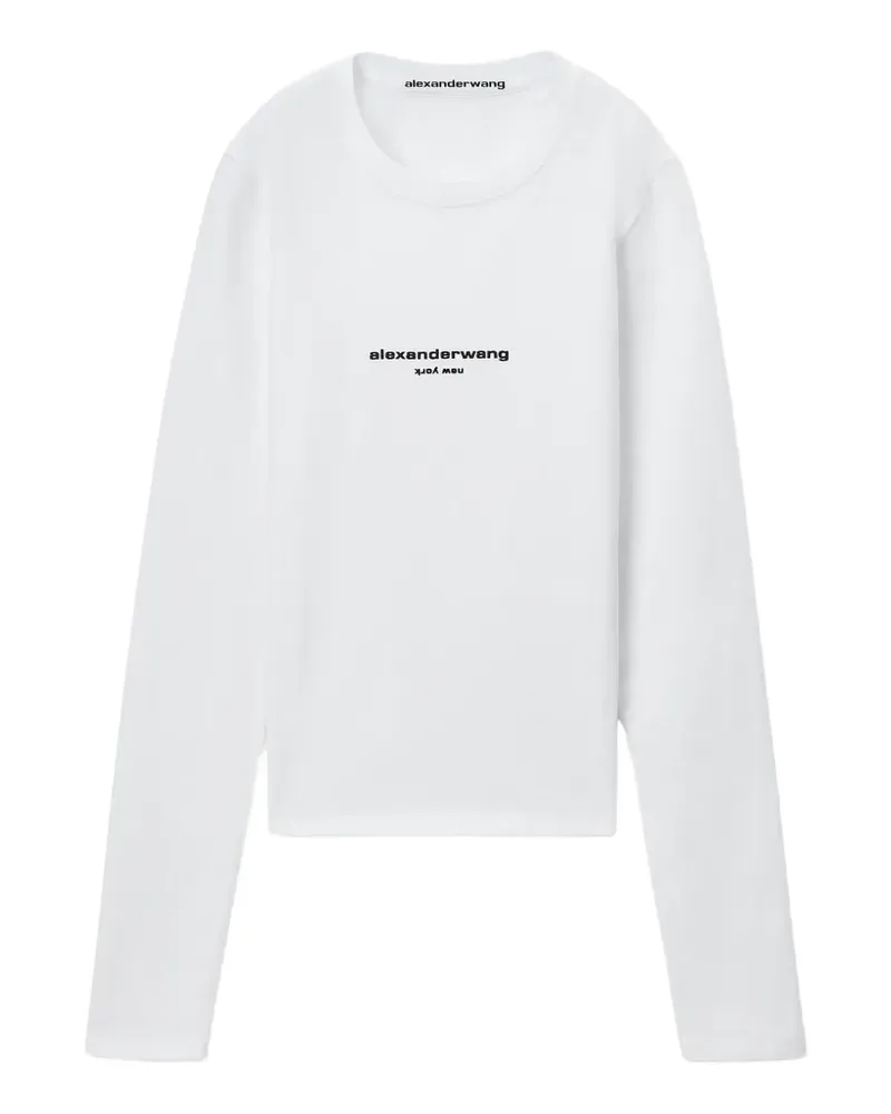 Alexander Wang Schmales LS T-Shirt mit Logo-Print - Weiß Weiß