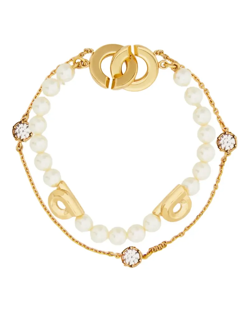 Ferragamo pearl gancini double strand bracelet - Gold Gold