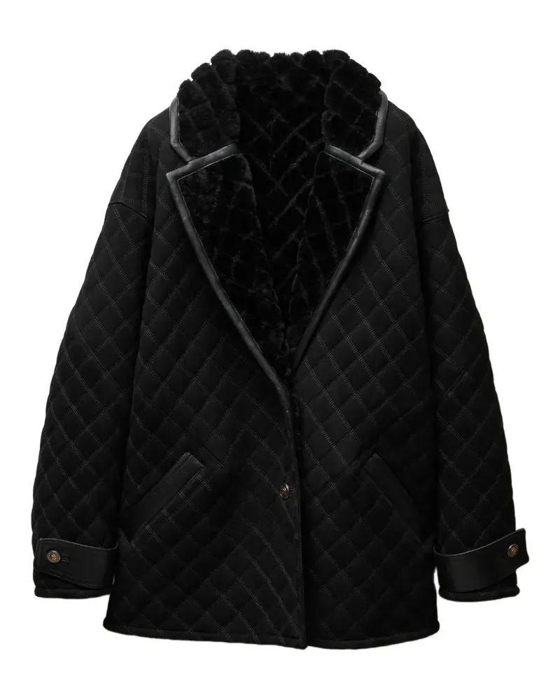 Versace Gesteppte Cabanjacke aus Shearling - Schwarz Schwarz