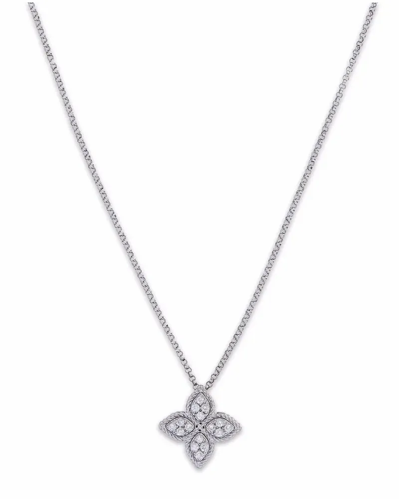 Roberto Coin 18kt Princess Flower Rotgoldhalskette mit Diamanten - Silber Silber