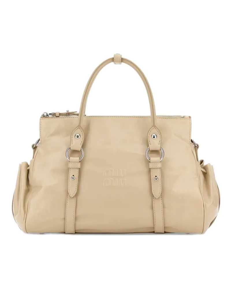 Miu Miu buckled leather tote bag - Nude Nude