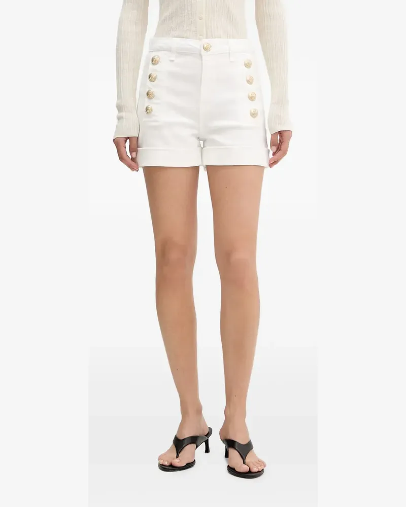 VICOLO button-embellished turn-up denim shorts - Weiß Weiß