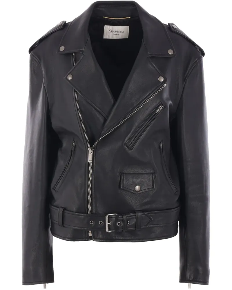 Saint Laurent Gefütterte Lederjacke - Schwarz Schwarz