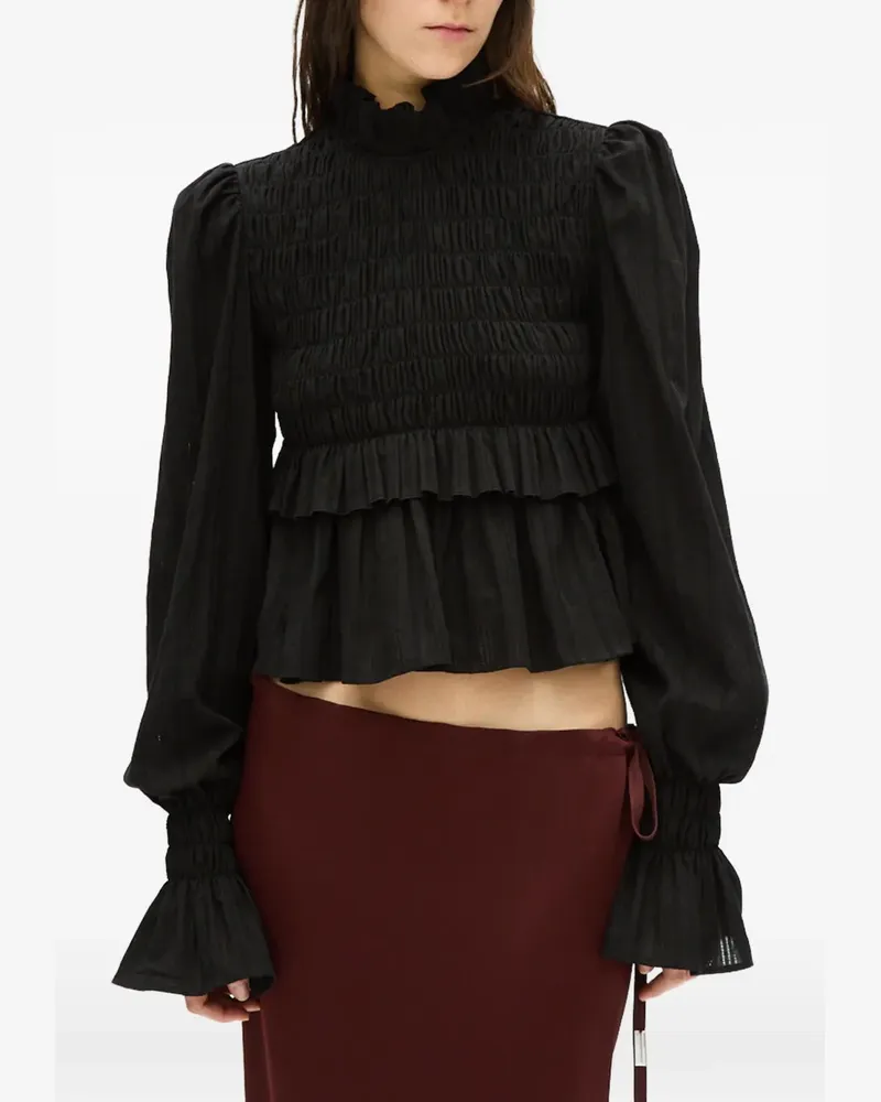 Ann Demeulemeester Oberteil mit Rüschen - Schwarz Schwarz